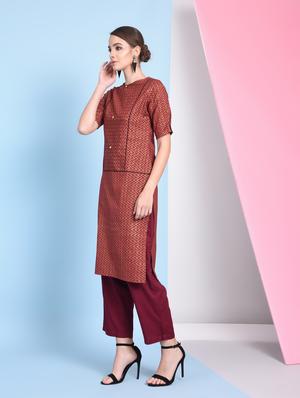 Chevron straight kurta - 16012160 - Standard Image - 3