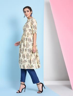 floral flared kurta - 16012408 - Standard Image - 3