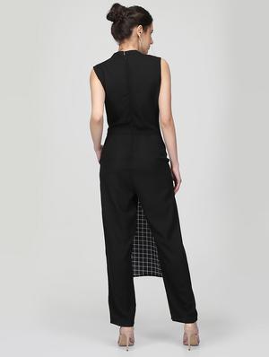 checkered layered full leg jumpsuit - 16013120 - Standard Image - 3