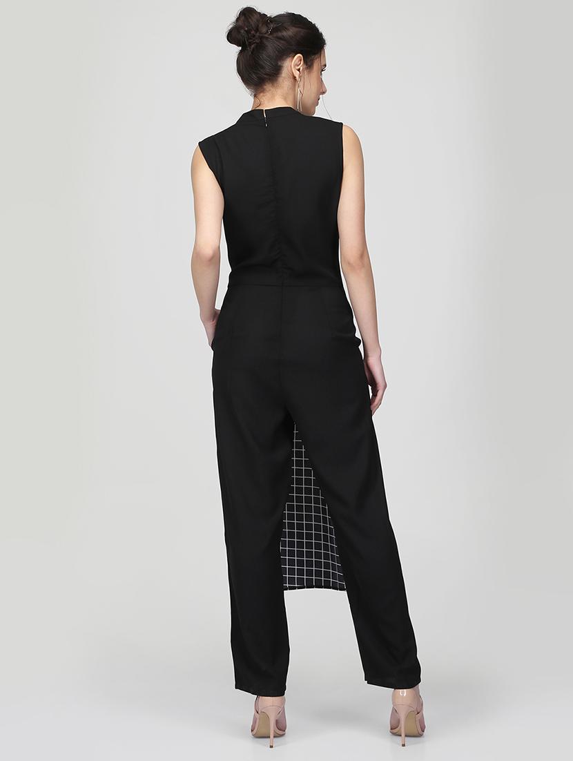 checkered layered full leg jumpsuit - 16013120 - Zoom Image - 3