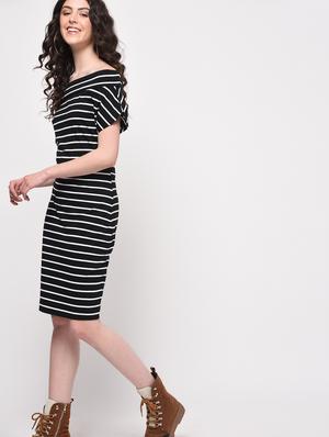 off shoulder striped sheath dress - 16013567 - Standard Image - 3