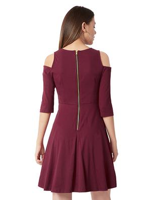 cold shoulder pearl embellished flared dress - 16013807 - Standard Image - 3
