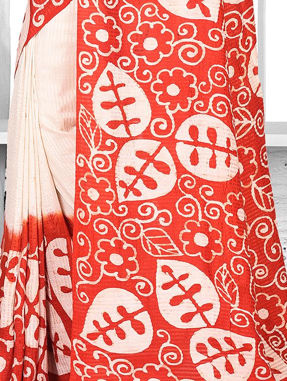printed matka silk saree with blouse - 16015214 - Zoom Image - 3
