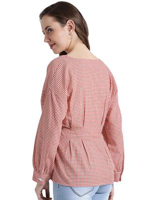 pleat detail checkered button up top - 16015830 - Standard Image - 3