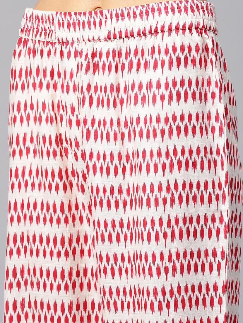 Ikat Print Straight Kurta With Ikat Print Wide-Leg Palazzo - 16017163 - Zoom Image - 6