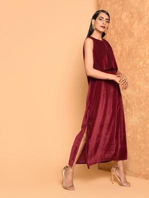 side slit layered dress - 16017708 - Standard Image - 3