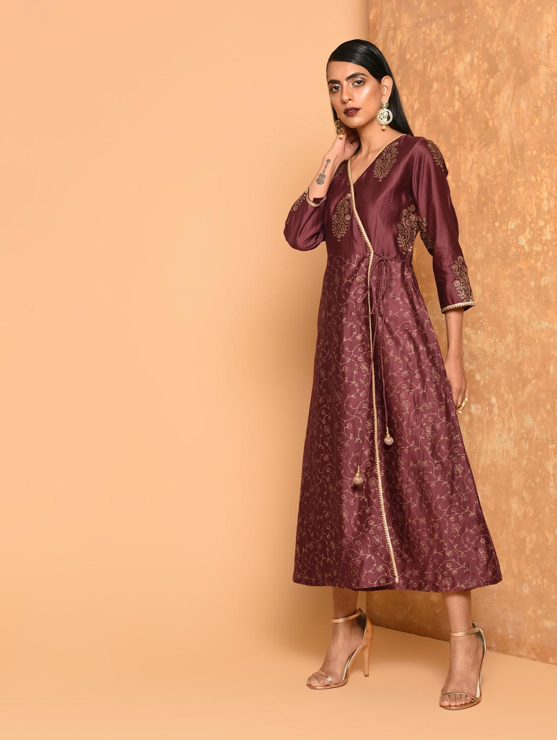block print angrakha ethnic dress - 16017713 - Zoom Image - 3