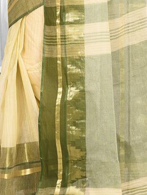 Zari bordered tant saree - 16018248 - Standard Image - 3