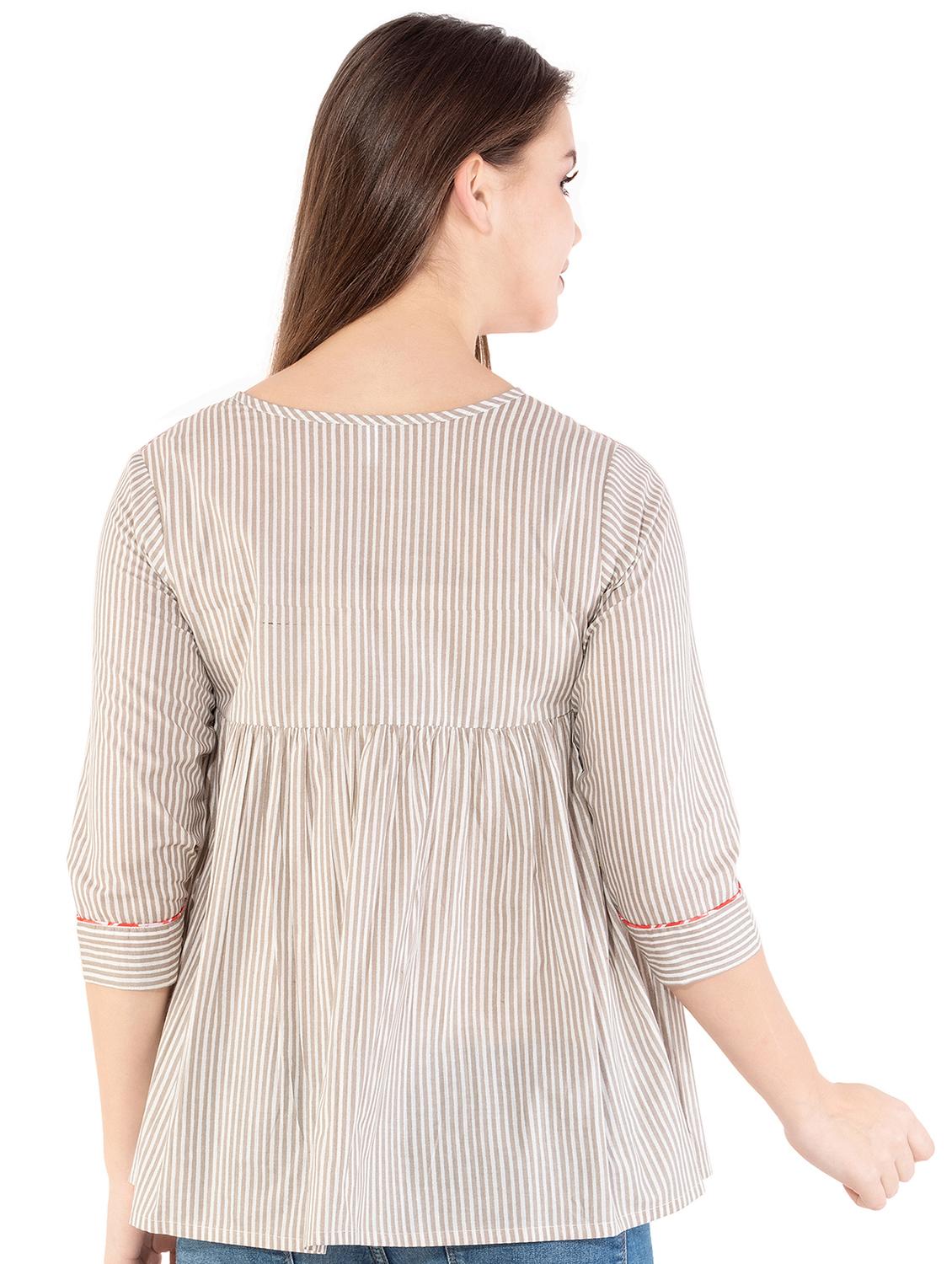 chevron yoke striped top - 16019347 - Zoom Image - 3