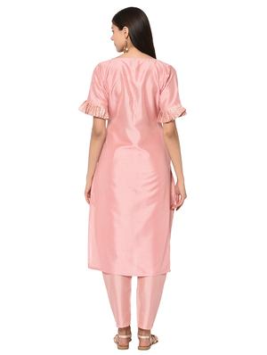 ruffle sleeved solid kurta with pant set - 16019805 - Standard Image - 3