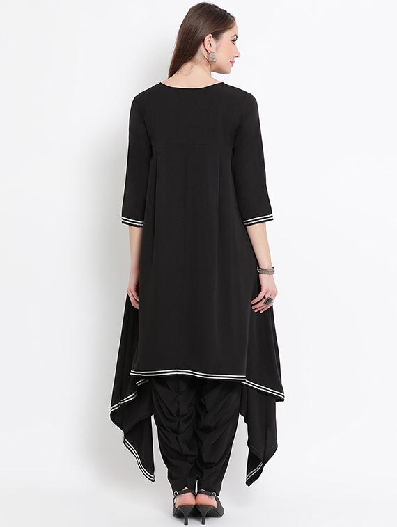 Asymmetric solid kurta salwar set - 16020298 - Zoom Image - 3