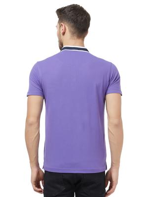purple solid collared t-shirt - 16021563 - Standard Image - 3