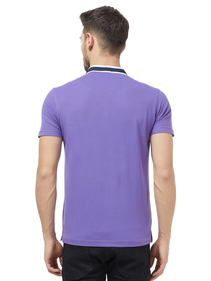 purple solid collared t-shirt - 16021563 - Zoom Image - 3