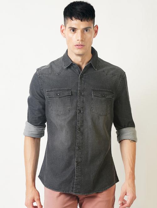 grey faded casual shirt - 16021615 - Standard Image - 1