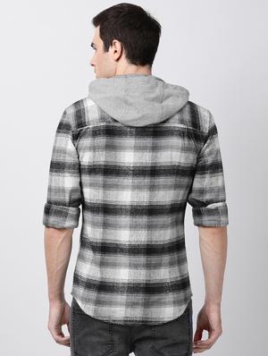 grey checkered casual shirt - 16021616 - Standard Image - 3