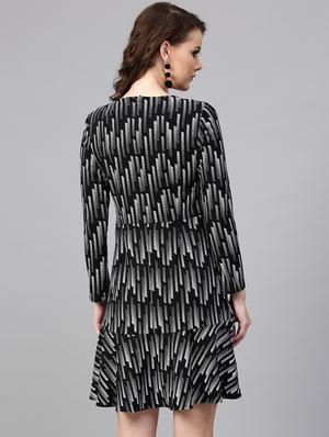 round neck fit & flare dress - 16024614 - Standard Image - 3