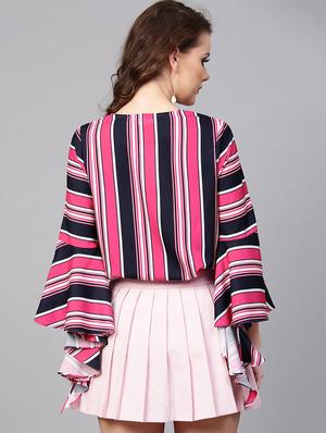 striped bell sleeved top - 16024615 - Standard Image - 3