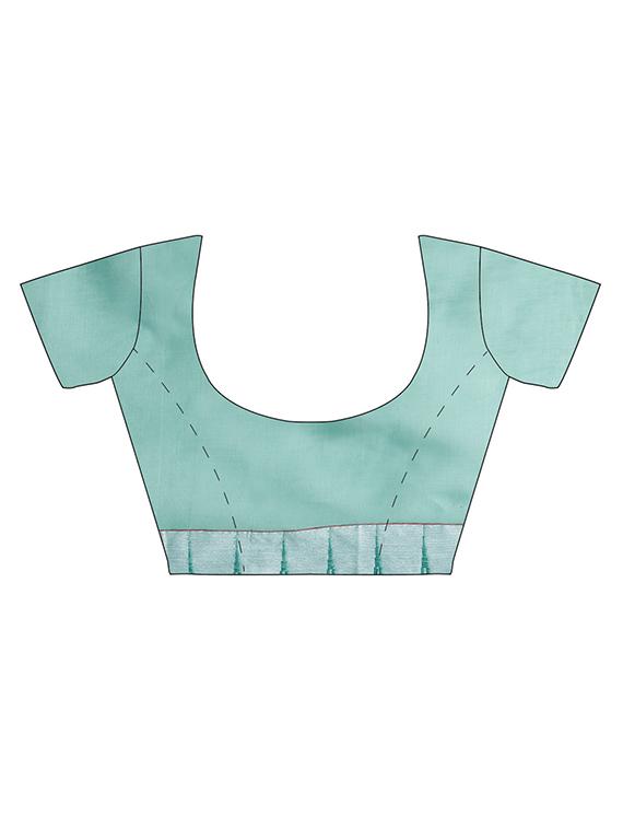 temple border turquoise woven saree with blouse - 16024776 - Zoom Image - 3