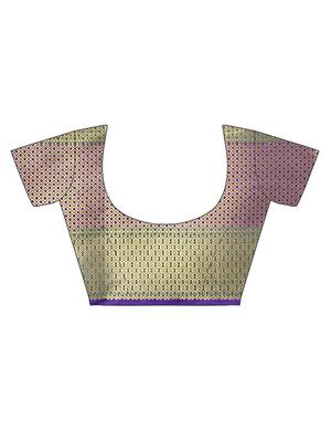 ethnic zari motifs purple woven saree with blouse - 16024817 - Standard Image - 3