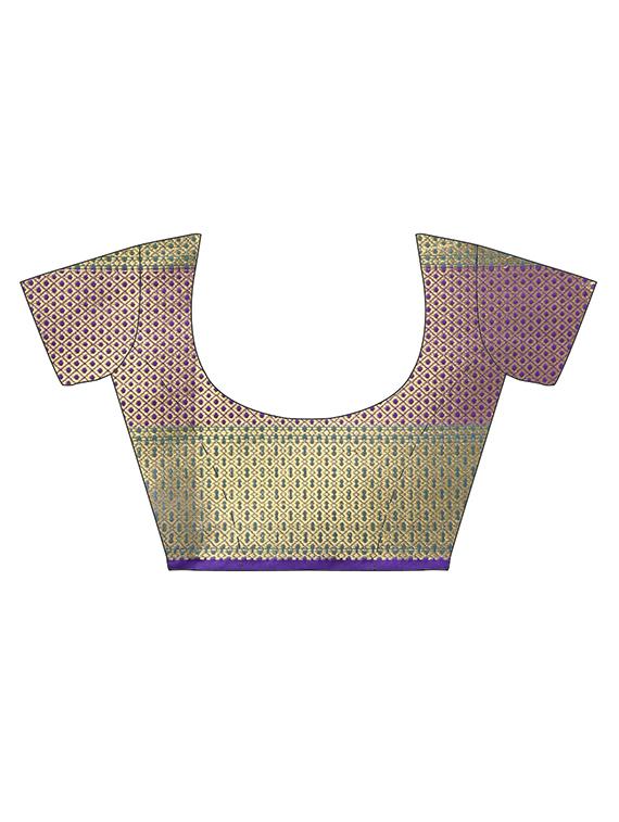 ethnic zari motifs purple woven saree with blouse - 16024817 - Zoom Image - 3