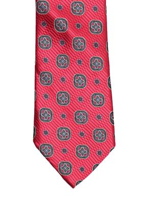 red micro fibre tie , pocket square and cuff links combo - 16025396 - Standard Image - 3