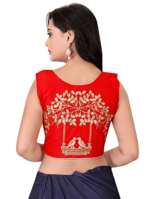 red silk embroidered blouse - 16027709 - Standard Image - 3