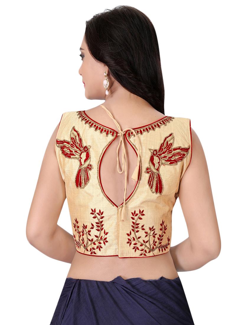 beige silk embroidered blouse - 16027717 - Zoom Image - 3