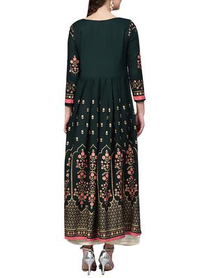 foil printed green rayon anarkali kurta - 16028775 - Standard Image - 3