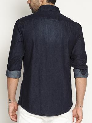 navy blue cotton casual shirt - 16028807 - Standard Image - 3
