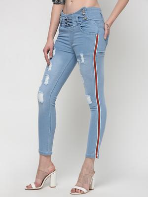 side taped distressed jeans - 16029806 - Standard Image - 3