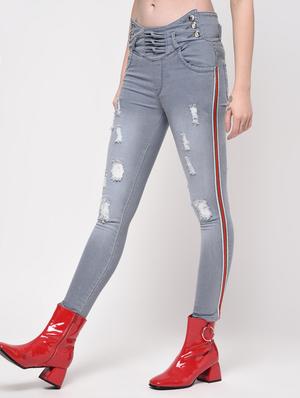 side taped distressed jeans - 16029807 - Standard Image - 3