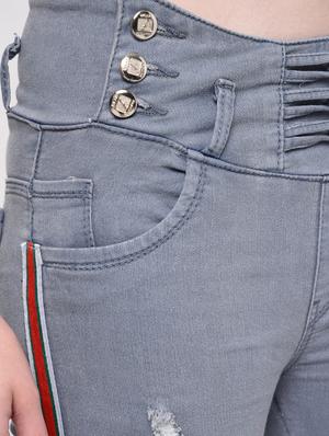 side taped distressed jeans - 16029807 - Standard Image - 6
