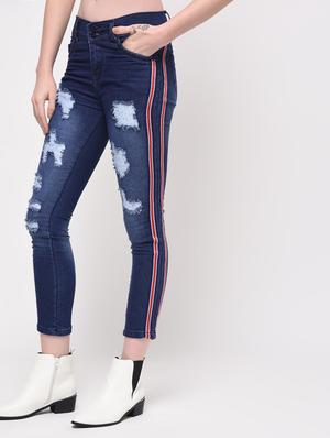 side taped distressed jeans - 16029808 - Standard Image - 3
