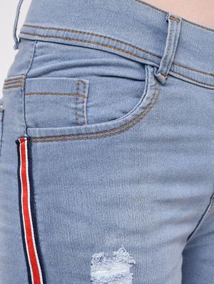 side taped distressed jeans - 16029819 - Standard Image - 6