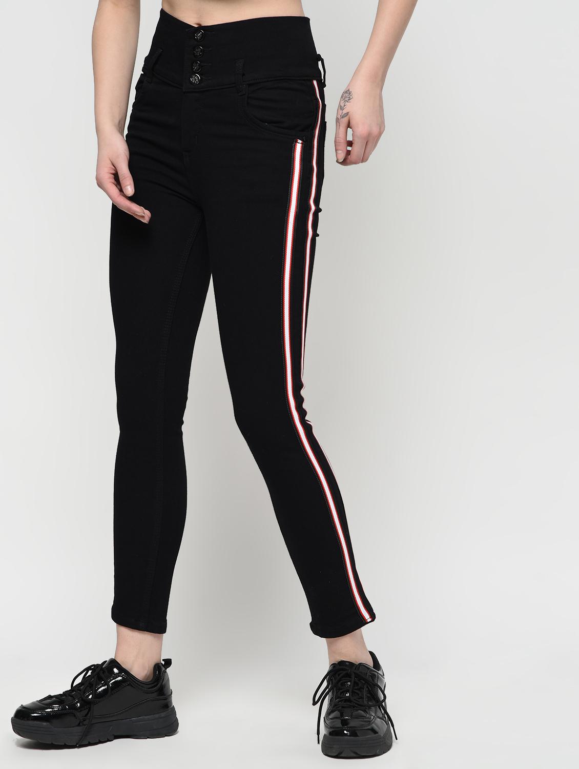 side taped high rise jeans - 16029821 - Zoom Image - 3