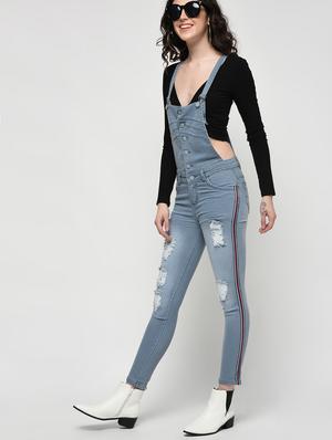 side taped distressed dungaree - 16029928 - Standard Image - 3