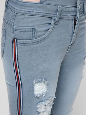 side taped distressed dungaree - 16029928 - Standard Image - 6