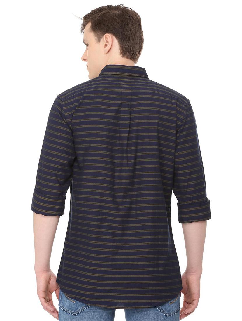 navy blue cotton casual shirt - 16040246 - Zoom Image - 3