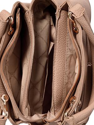 beige leatherette (pu) satchel - 16044266 - Standard Image - 3
