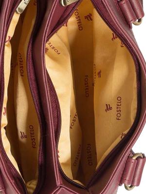 maroon leatherette (pu) regular handbag - 16045182 - Standard Image - 3