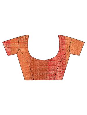 checkered zari motif banarasi saree with blouse - 16045812 - Standard Image - 3