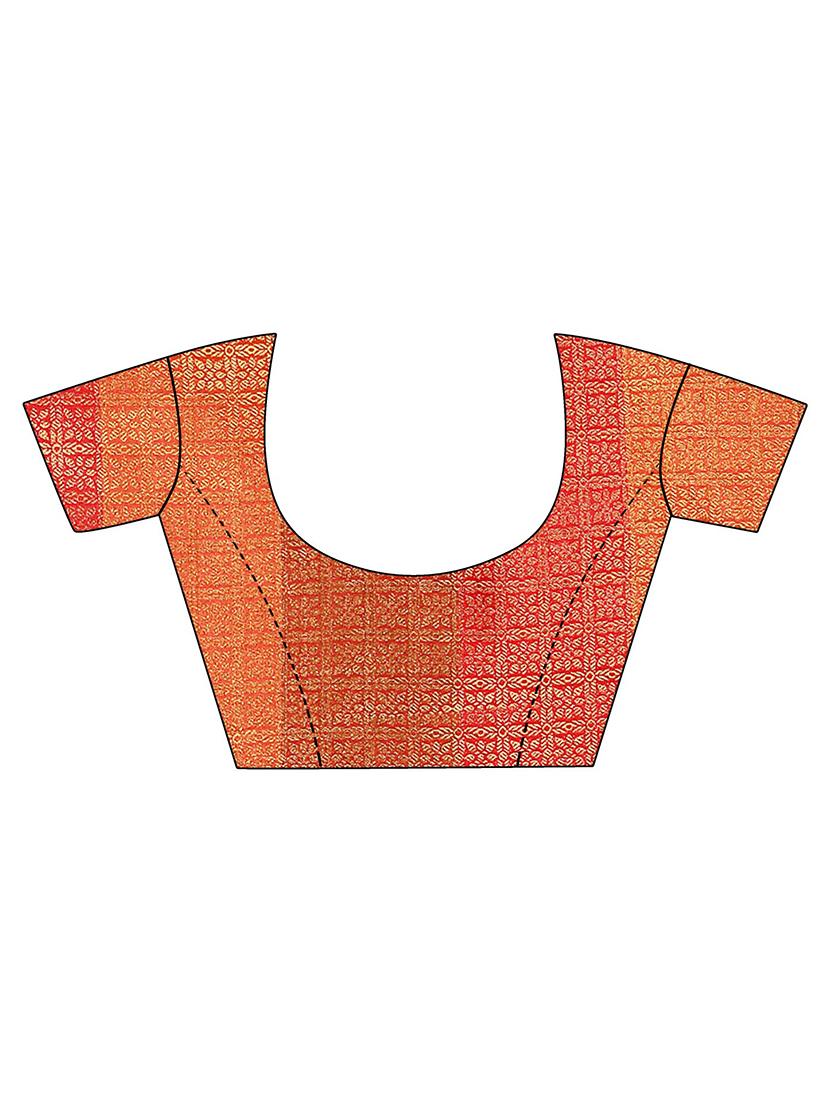 checkered zari motif banarasi saree with blouse - 16045812 - Zoom Image - 3