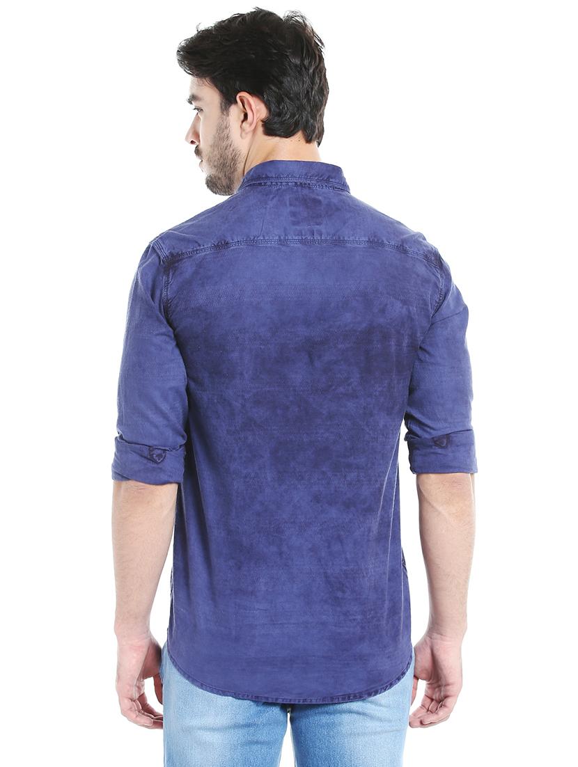 blue cotton casual shirt - 16047700 - Zoom Image - 3