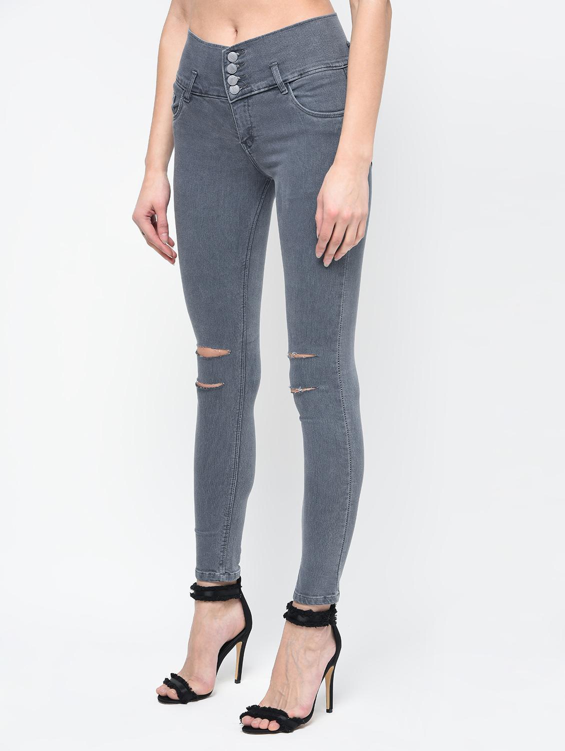 knee slit skinny fit jeans - 16047743 - Zoom Image - 3