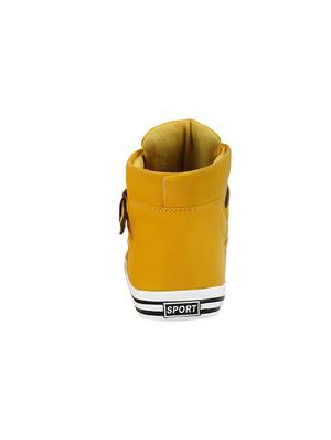 yellow leatherette lace up sneakers - 16047844 - Standard Image - 3