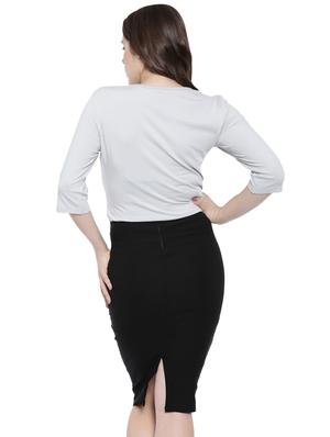 ash grey round neck top - 16049940 - Standard Image - 3