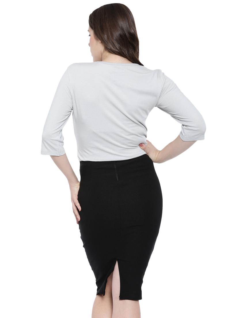 ash grey round neck top - 16049940 - Zoom Image - 3