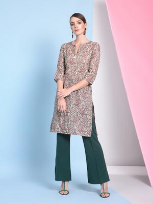 Paisley print straight kurta - 16050729 - Standard Image - 3