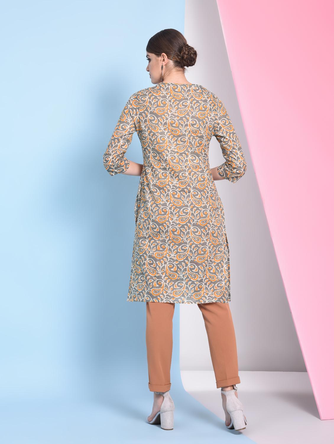 Paisley printed straight kurta - 16050736 - Zoom Image - 3