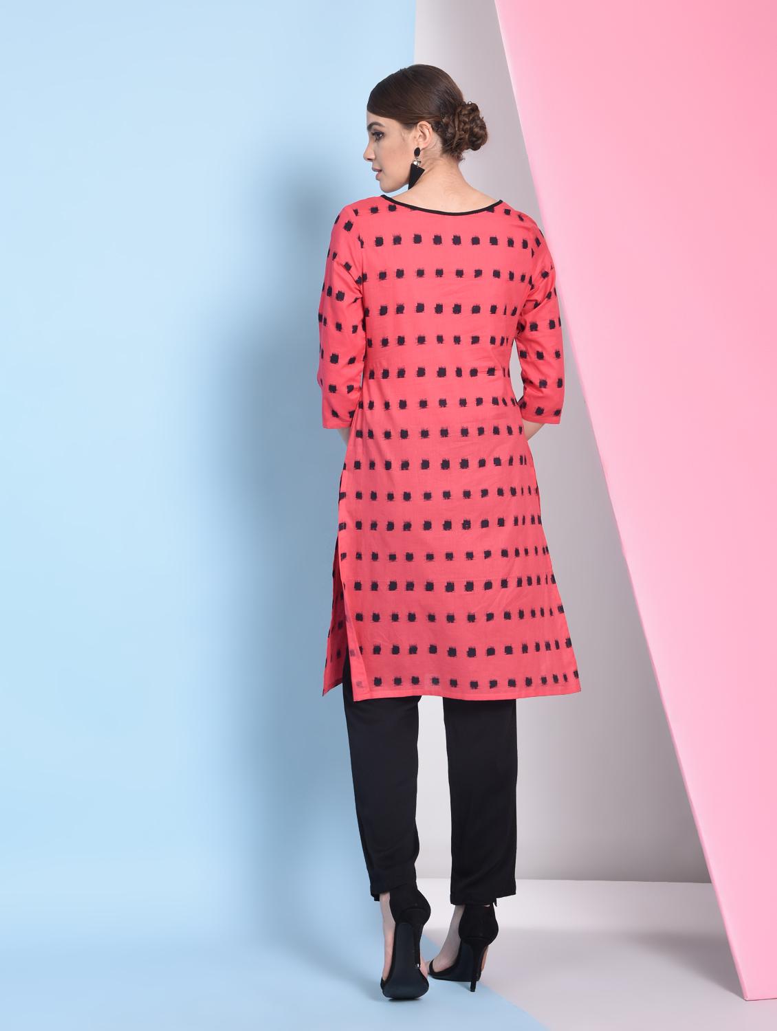 Abstract straight kurta with pocket - 16050744 - Zoom Image - 3